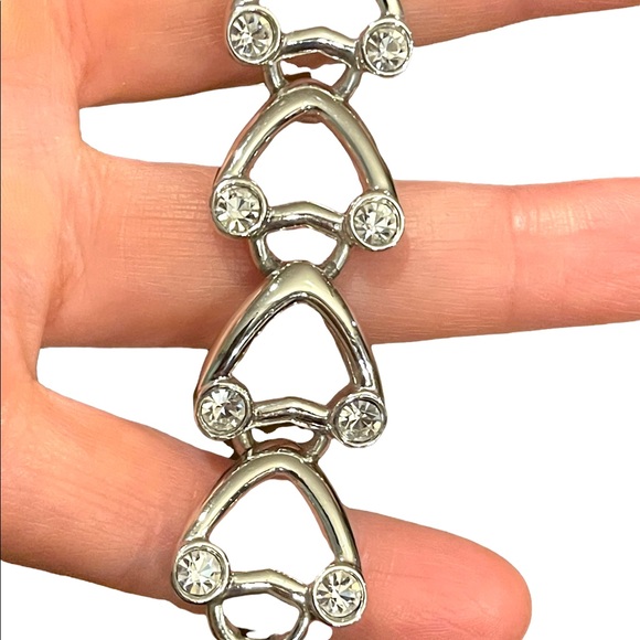 Vintage 1980s Swarovski authentic silver crystal heart bracelet Swan - Picture 4 of 15